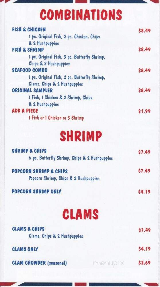 Arthur Treacher's Fish & Chips - New Port Richey, FL menu_pic