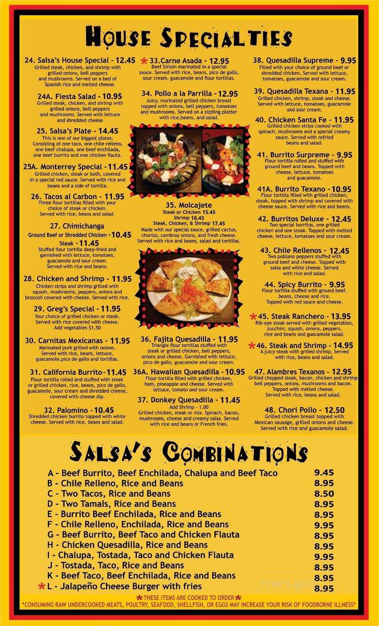 Salsa's Mexican Restaurant - Dublin, GA menu_pic