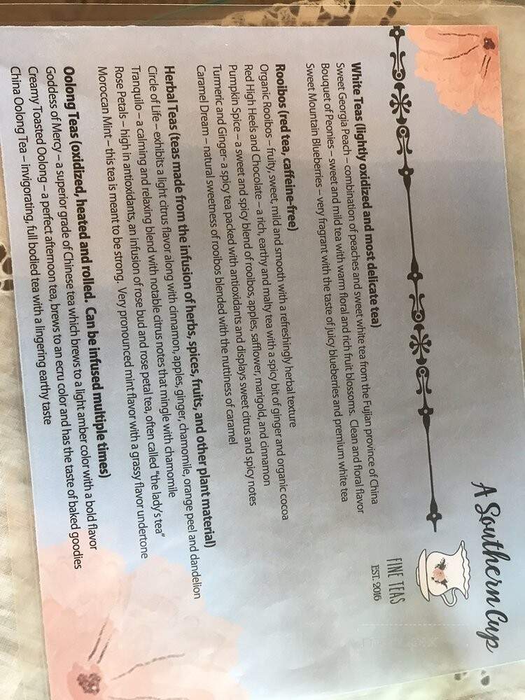 A Southern Cup Fine Teas - Hendersonville, NC menu_pic