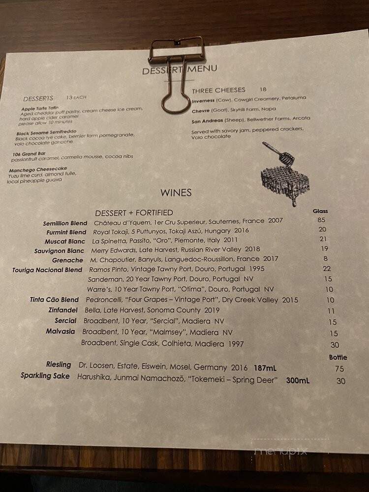 The Matheson - Healdsburg, CA menu_pic
