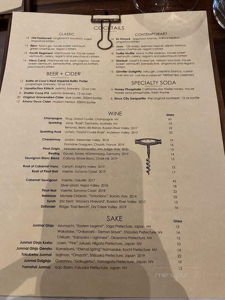 The Matheson - Healdsburg, CA menu_pic