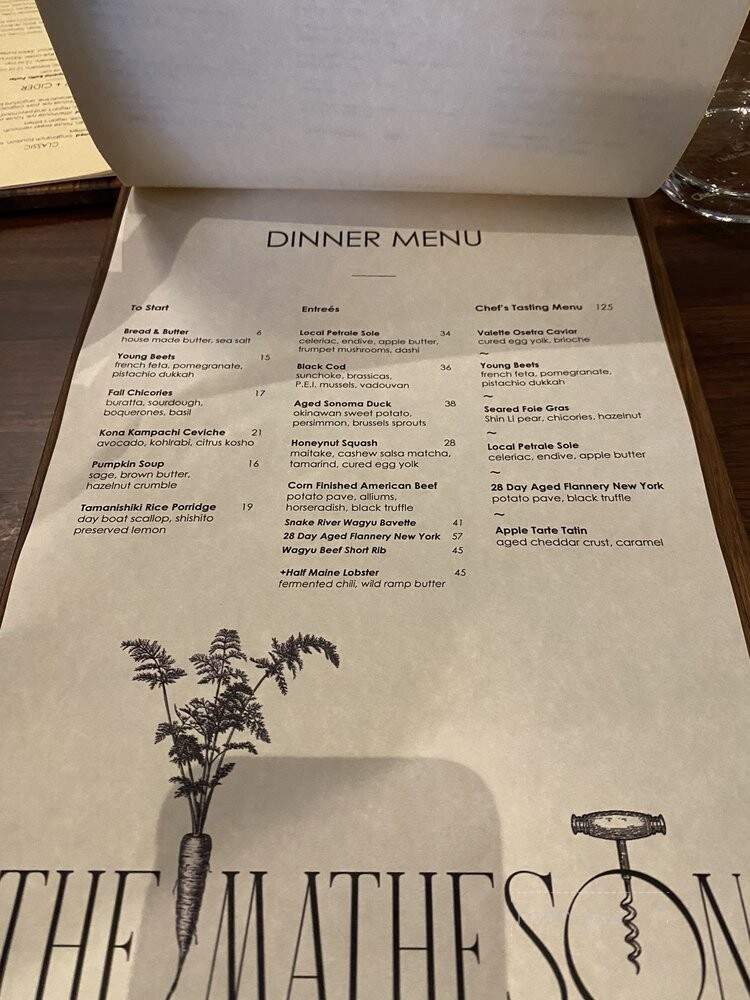 The Matheson - Healdsburg, CA menu_pic