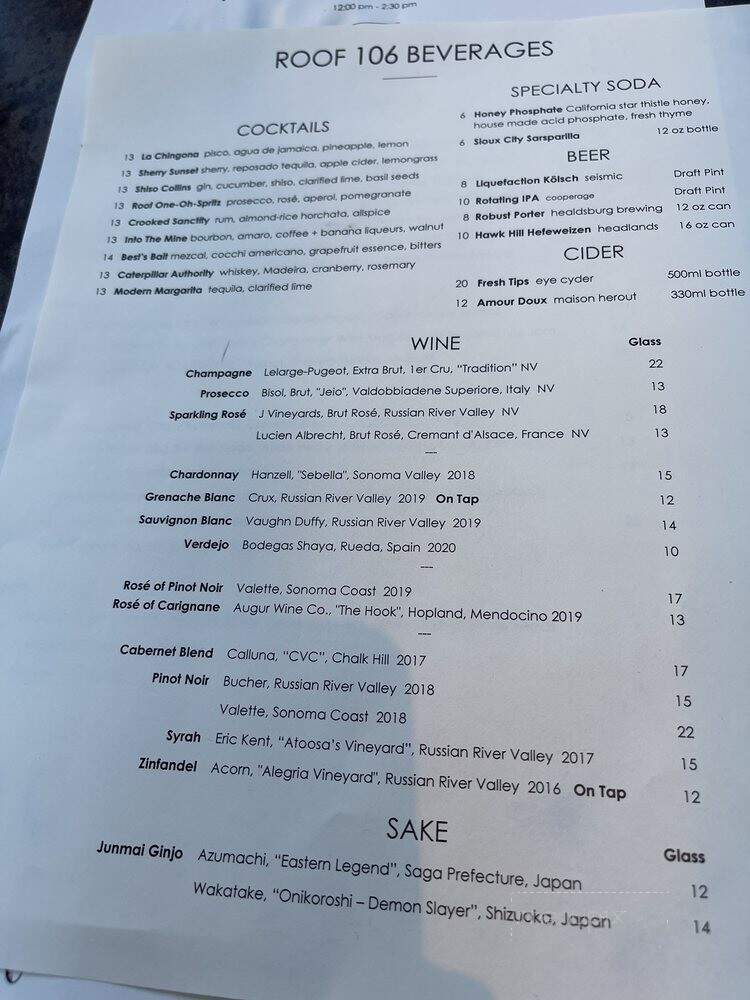 The Matheson - Healdsburg, CA menu_pic