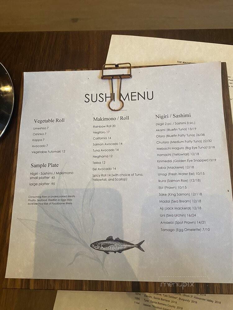 The Matheson - Healdsburg, CA menu_pic