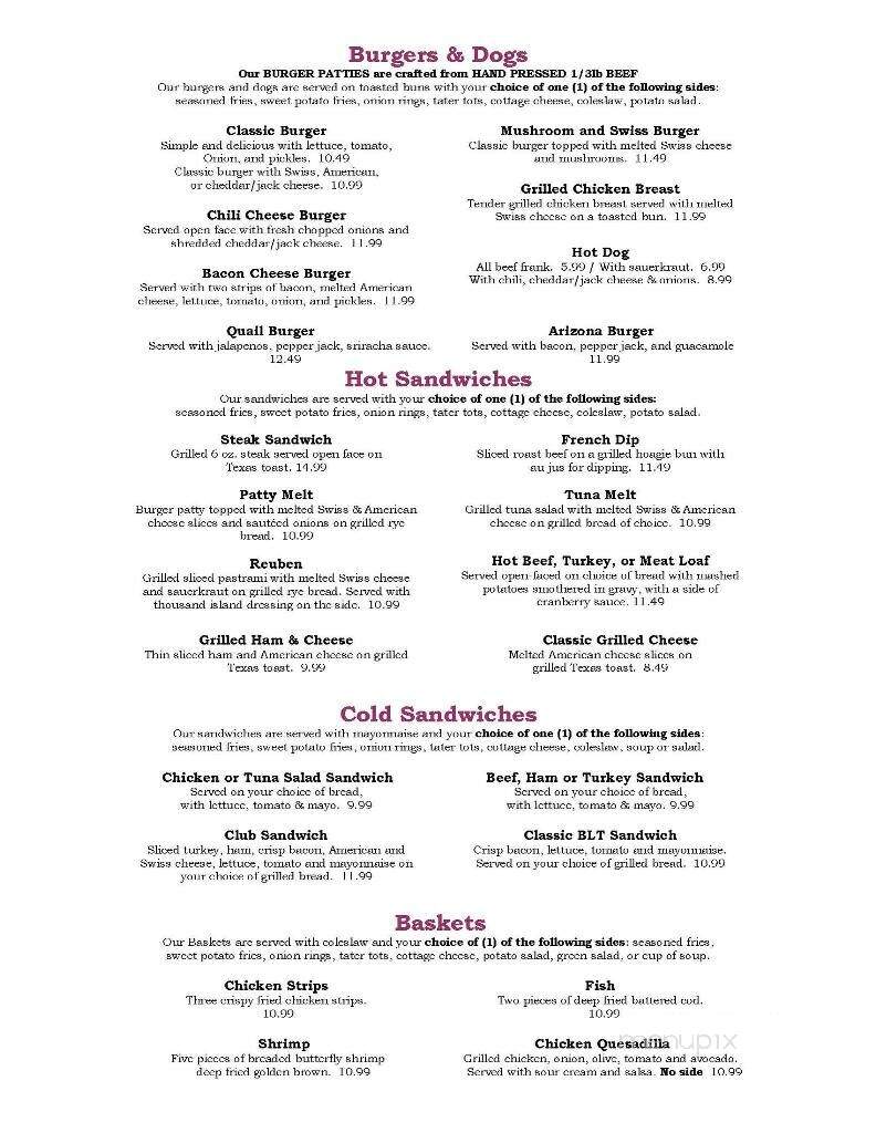 Mountain Quail Cafe - Quartzsite, AZ menu_pic