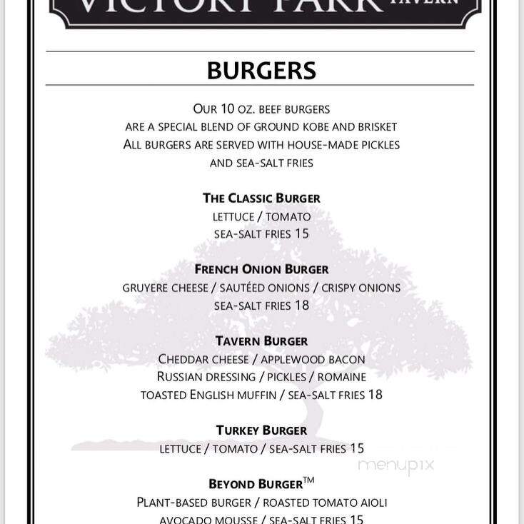 Victory Park Tavern - Rumson, NJ menu_pic