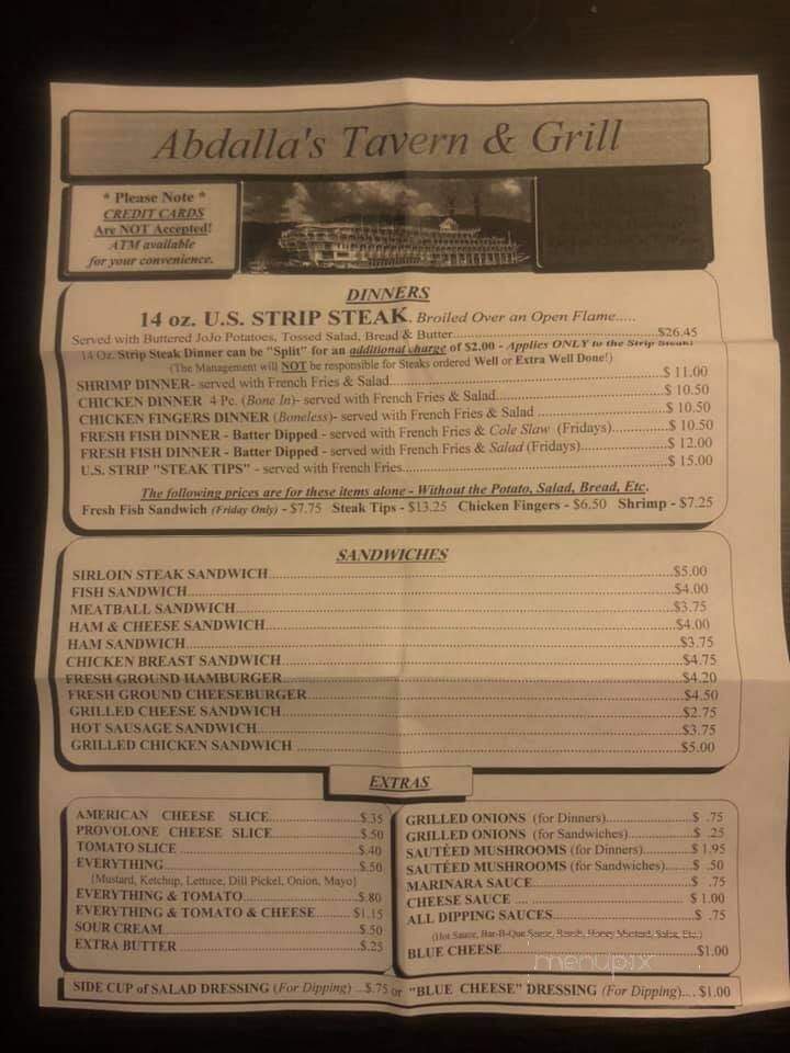 Abdalla's Tavern - Stratton, OH menu_pic