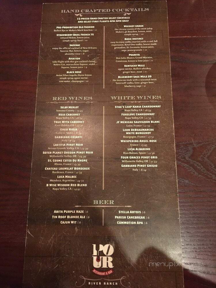 Pour - Lafayette, LA menu_pic