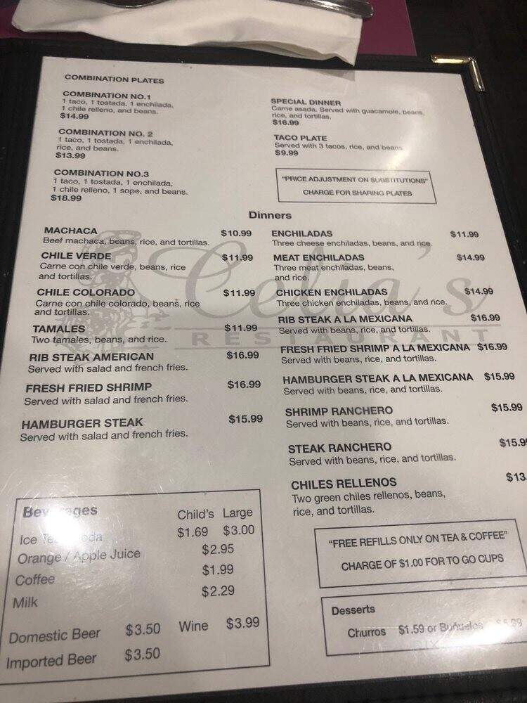 Celia's Restaurant - El Centro, CA menu_pic