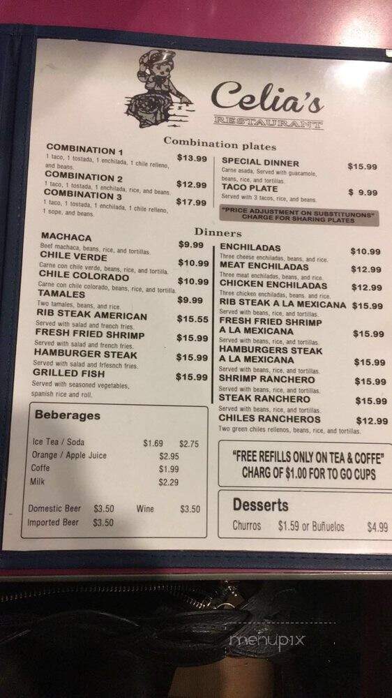 Celia's Restaurant - El Centro, CA menu_pic