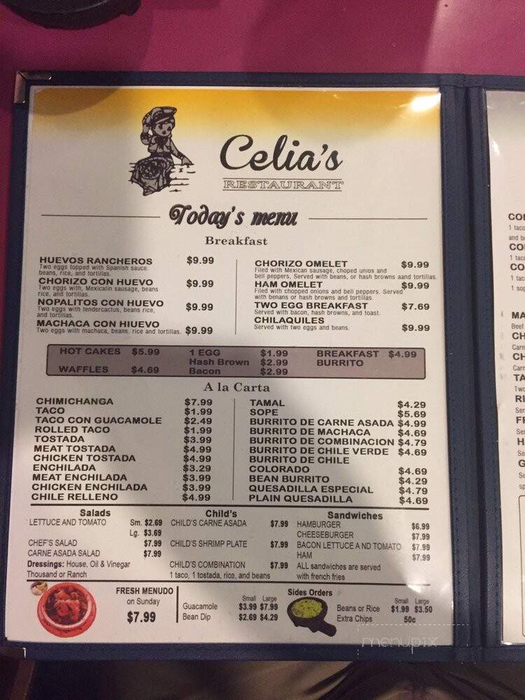 Celia's Restaurant - El Centro, CA menu_pic