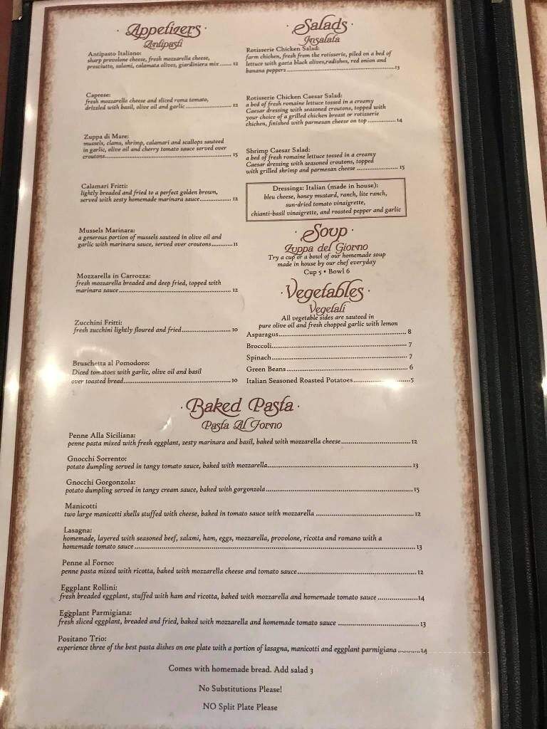 Positano - Asheboro, NC menu_pic