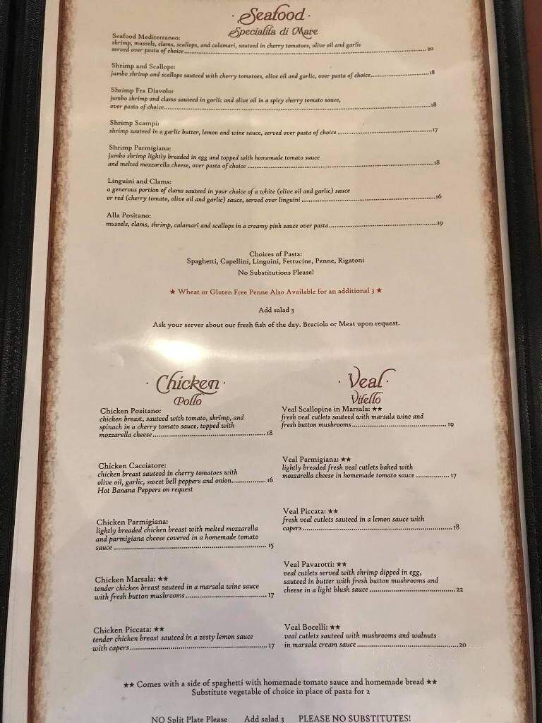 Positano - Asheboro, NC menu_pic