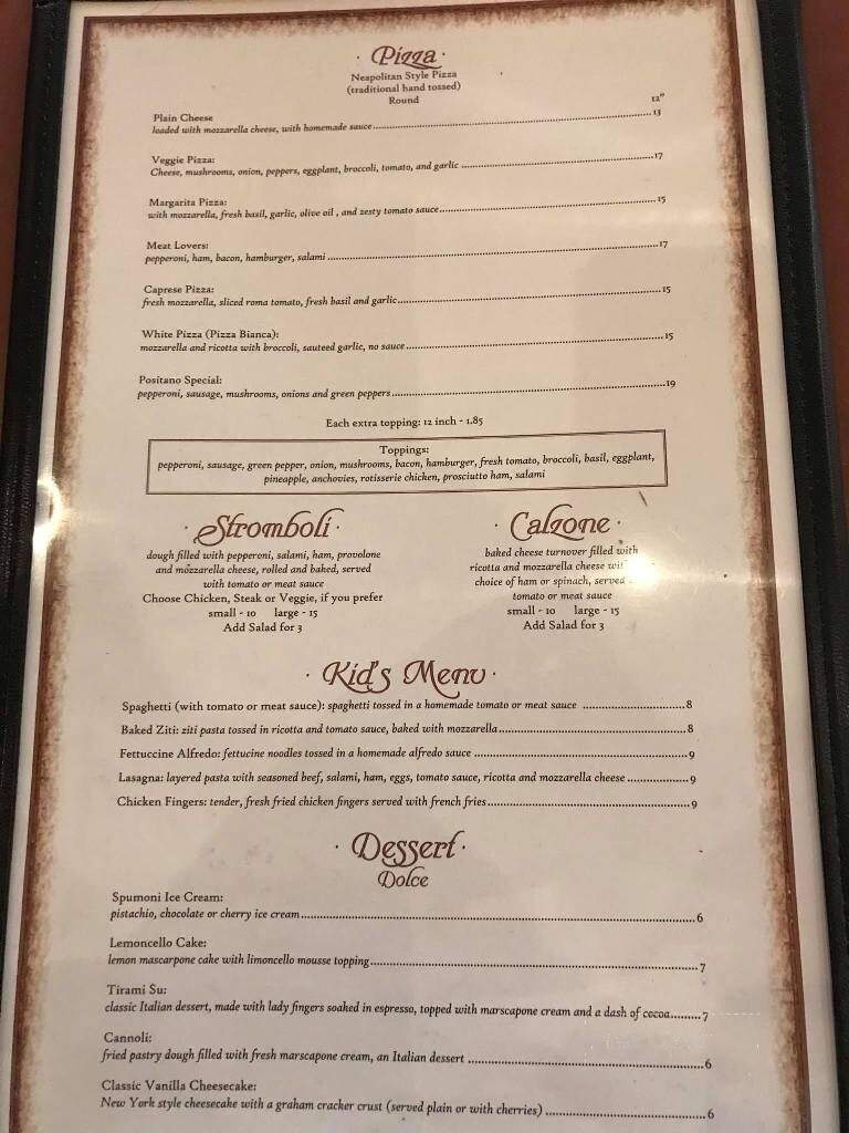 Positano - Asheboro, NC menu_pic