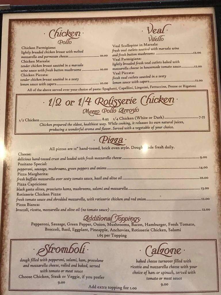 Positano - Asheboro, NC menu_pic