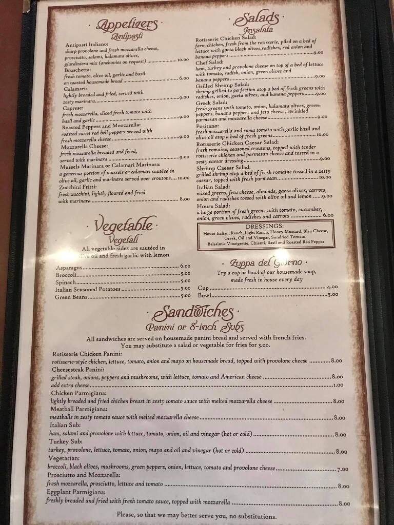 Positano - Asheboro, NC menu_pic