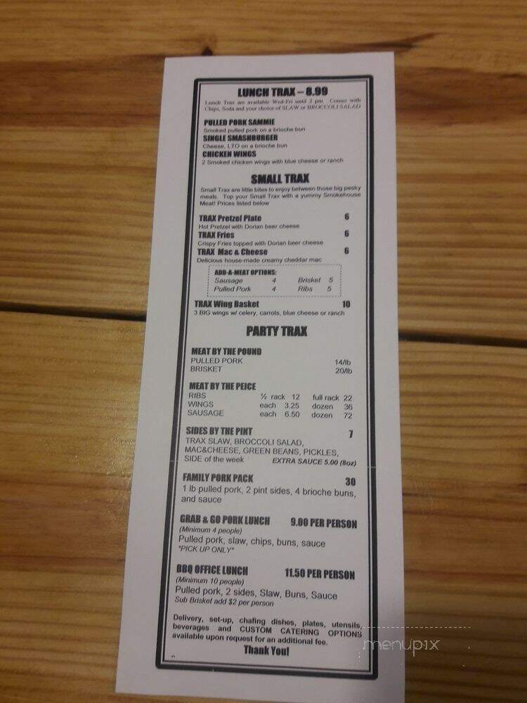 Trax BBQ - McCordsville, IN menu_pic