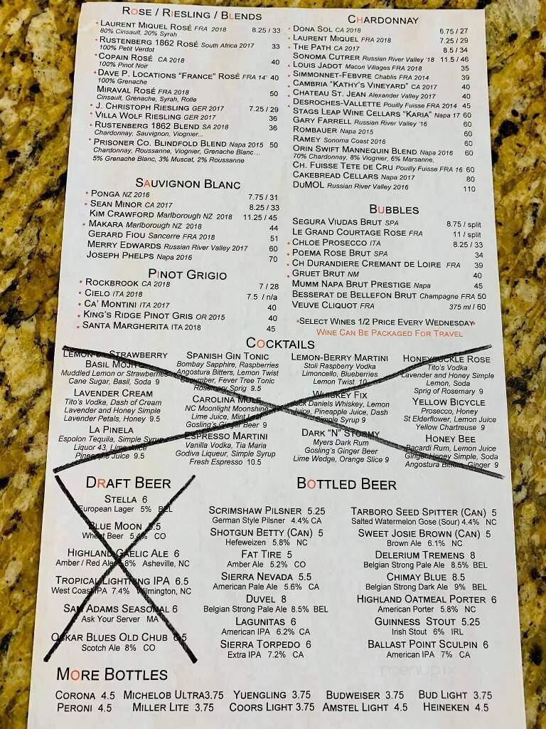 Kornerstone Bistro - Wilmington, NC menu_pic