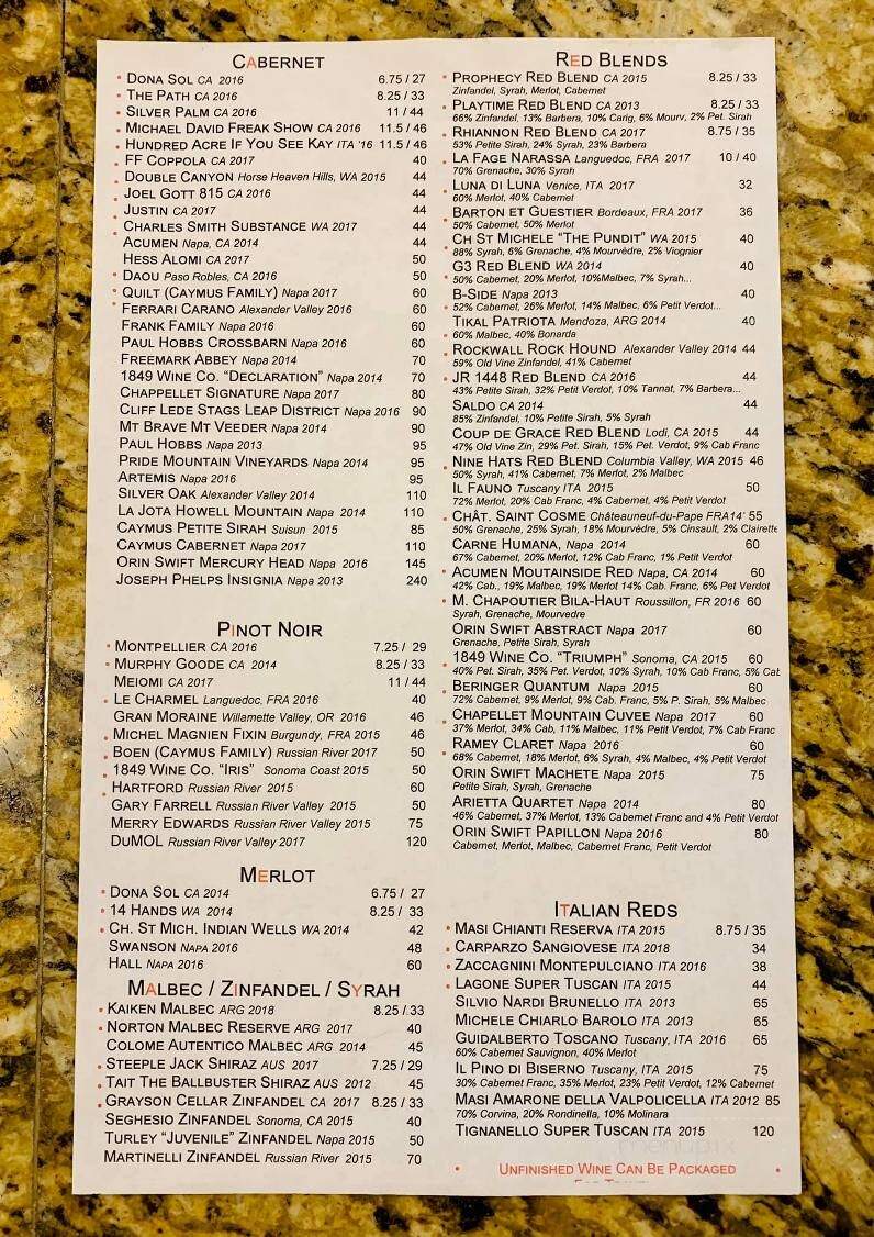 Kornerstone Bistro - Wilmington, NC menu_pic