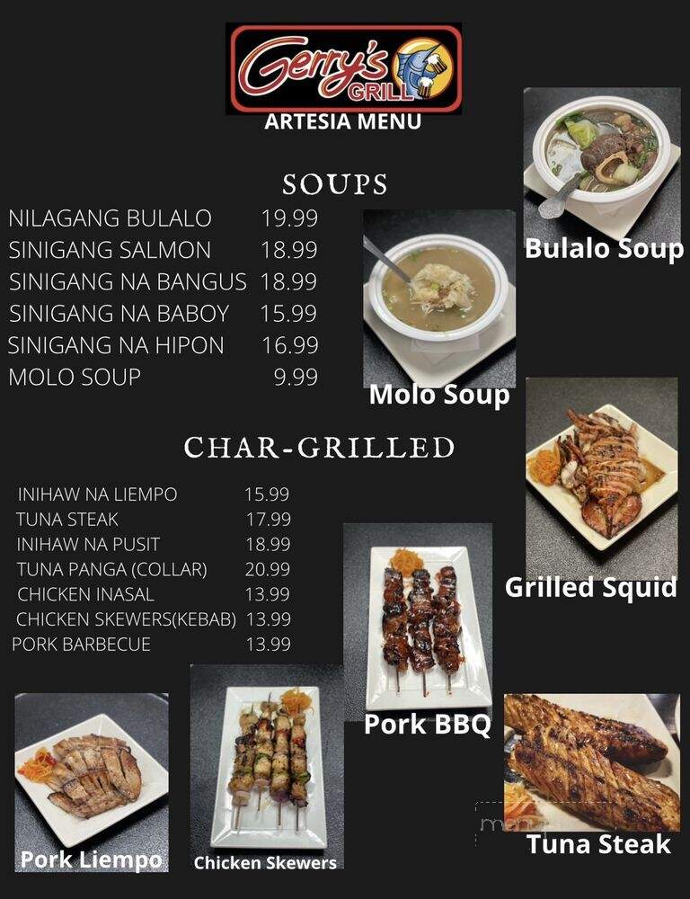 Menu of Gerry's Grill in Artesia, CA 90701