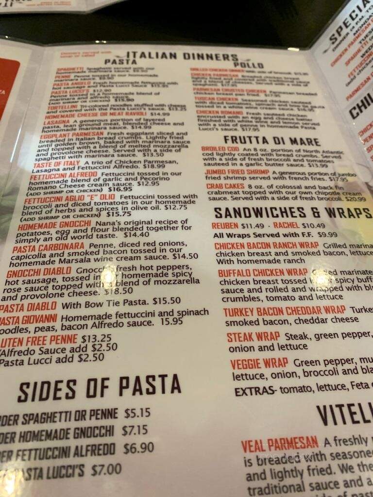 Lucci's Pizza & Pasta - Irwin, PA menu_pic