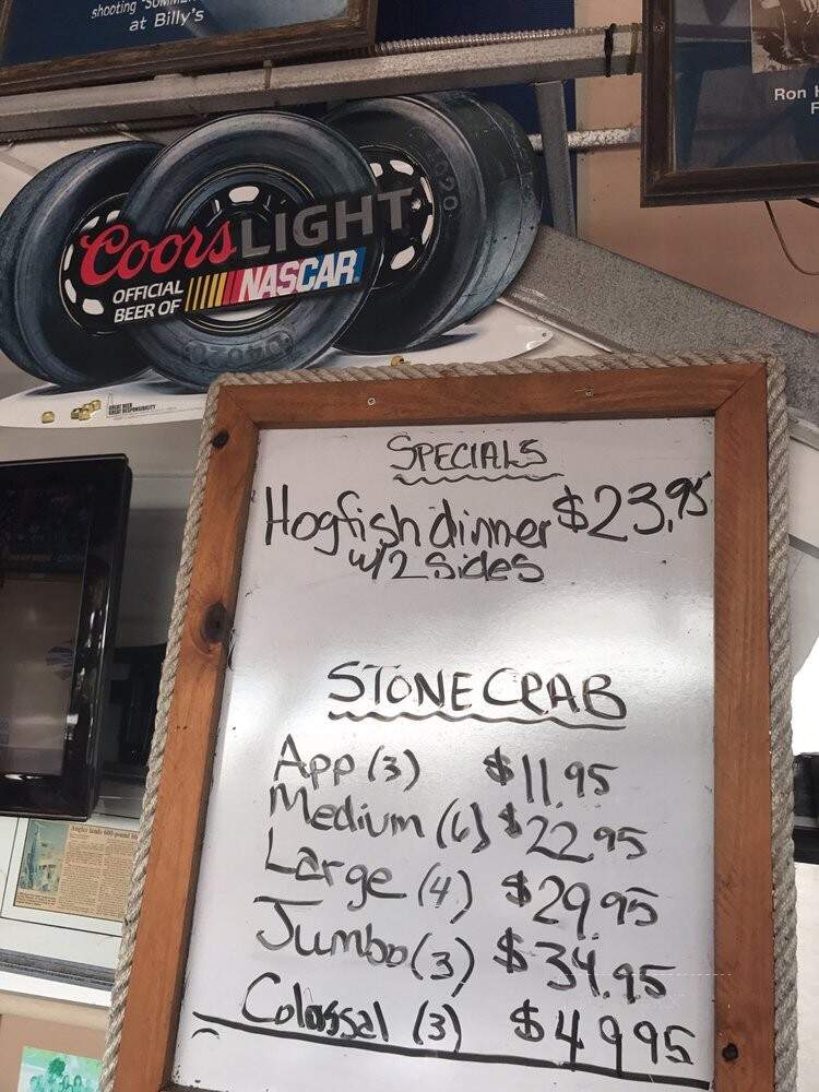 Billy's Stone Crab Seafood - Tierra Verde, FL menu_pic