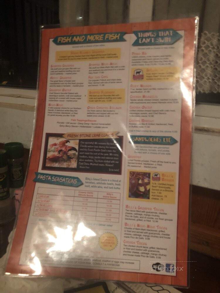 Billy's Stone Crab Seafood - Tierra Verde, FL menu_pic