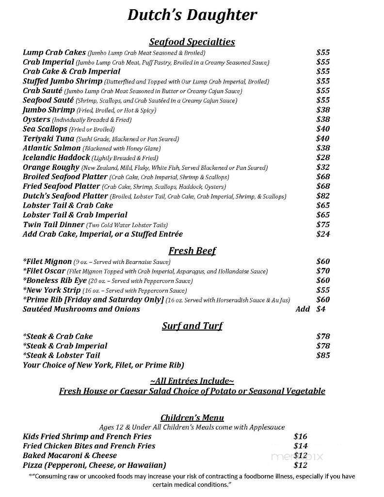 Dutch's Daughter - Frederick, MD menu_pic