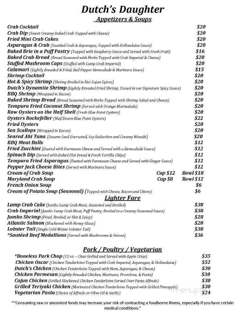 Dutch's Daughter - Frederick, MD menu_pic