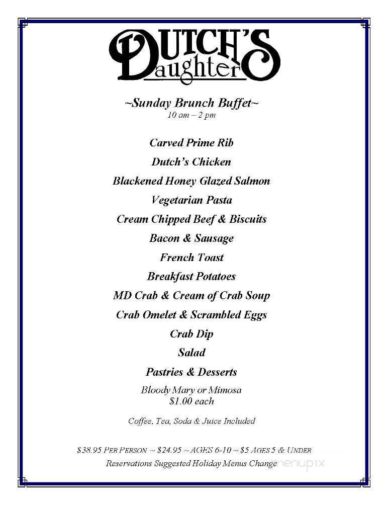 Dutch's Daughter - Frederick, MD menu_pic