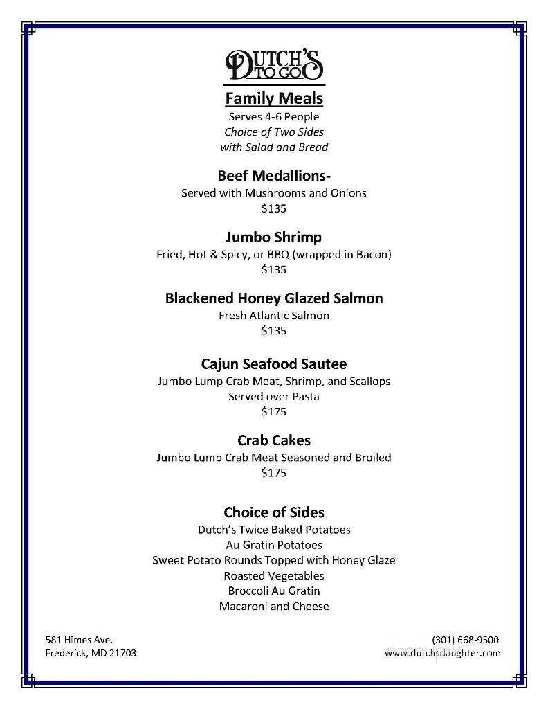 Dutch's Daughter - Frederick, MD menu_pic