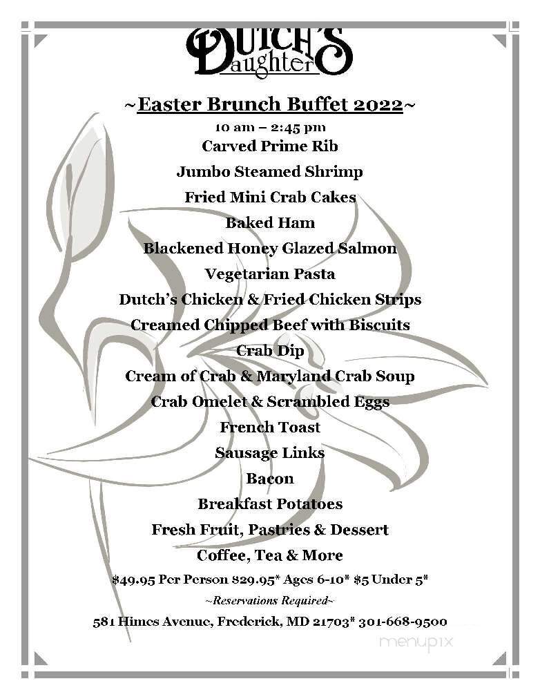 Dutch's Daughter - Frederick, MD menu_pic