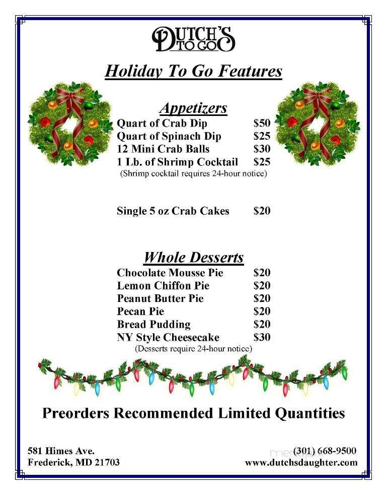 Dutch's Daughter - Frederick, MD menu_pic