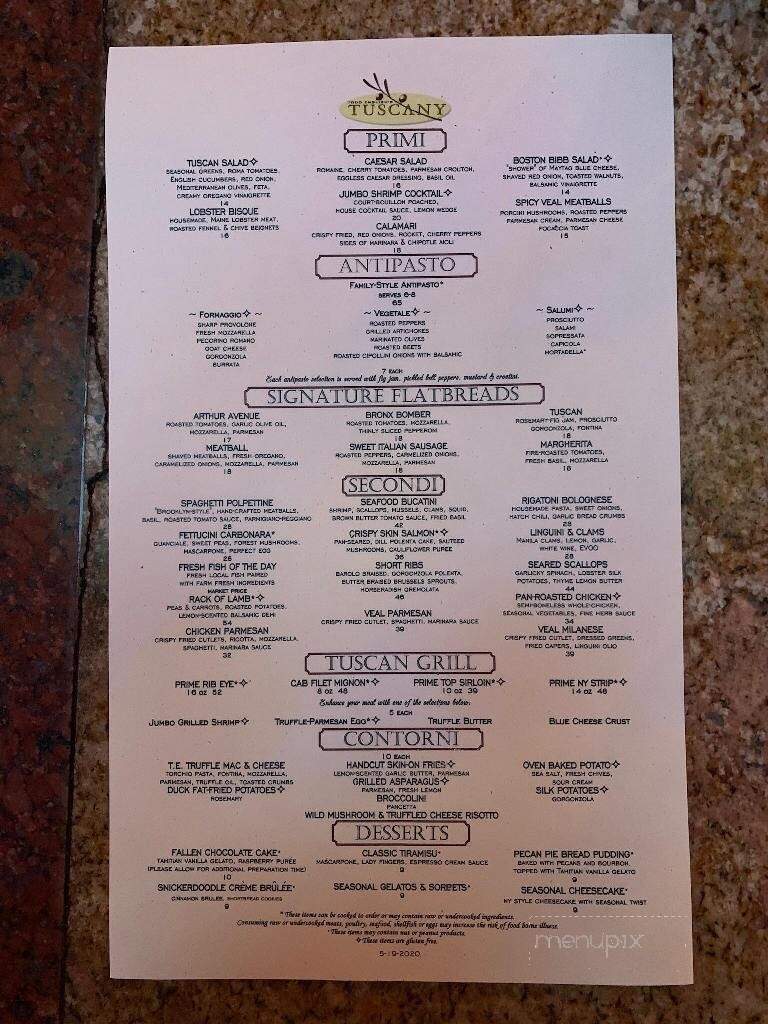 Todd English's Tuscany - Uncasville, CT menu_pic
