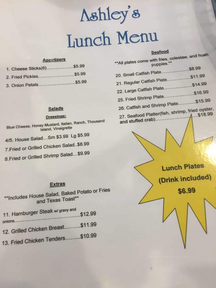 Ashley's Restaurant - Philadelphia, MS menu_pic