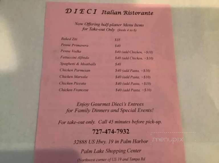 Dieci Italian Restaurant - Palm Harbor, FL