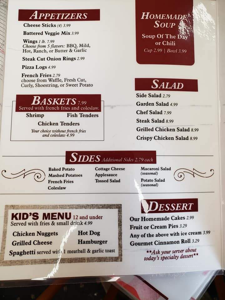 County Line Cafe - Hadley, PA menu_pic