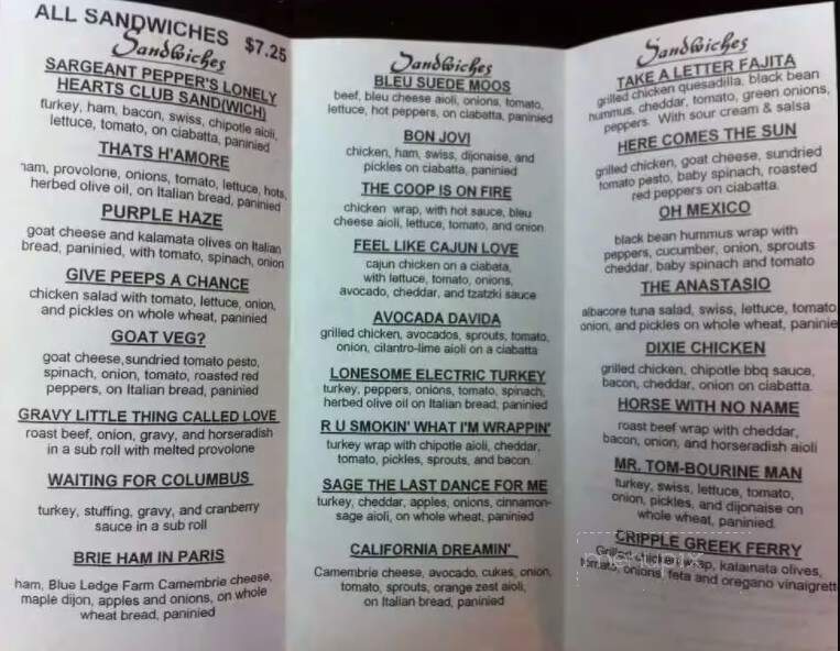 The Grille - Middlebury, VT menu_pic