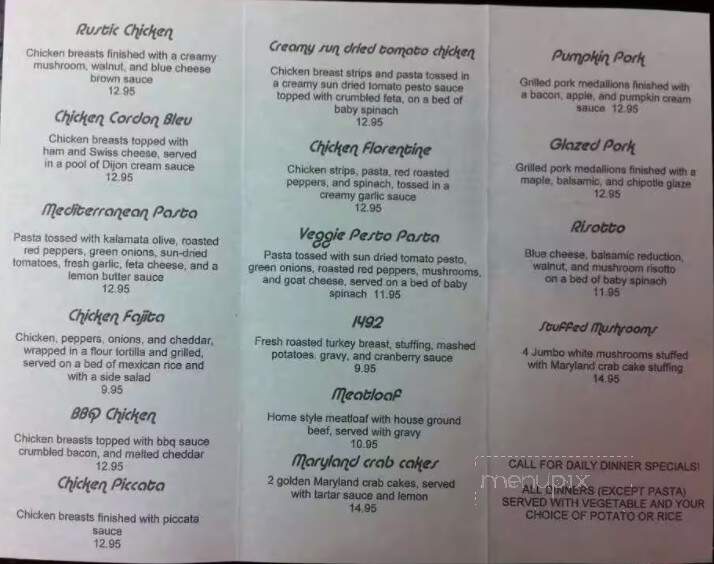 The Grille - Middlebury, VT menu_pic
