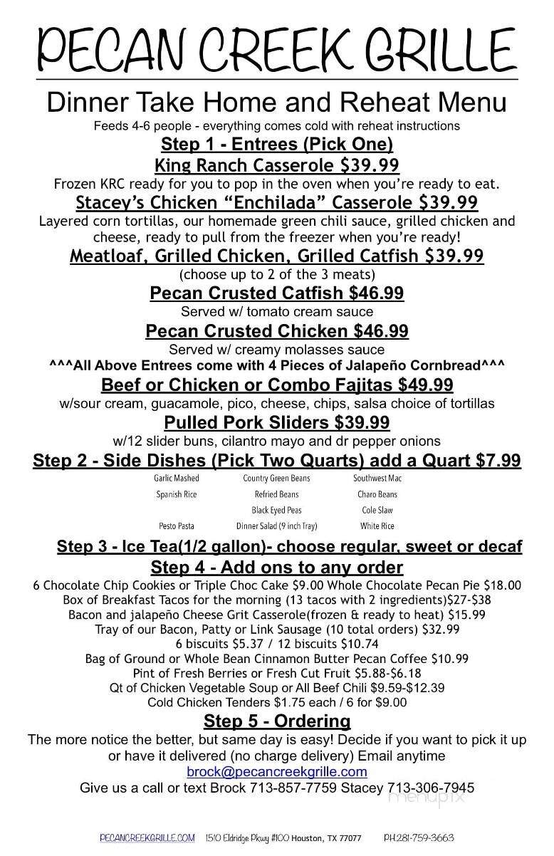 Pecan Creek Grille - Houston, TX menu_pic