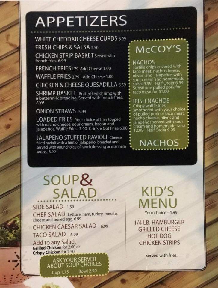 The Real McCoy's Bar Restaurant - Davis, IL menu_pic