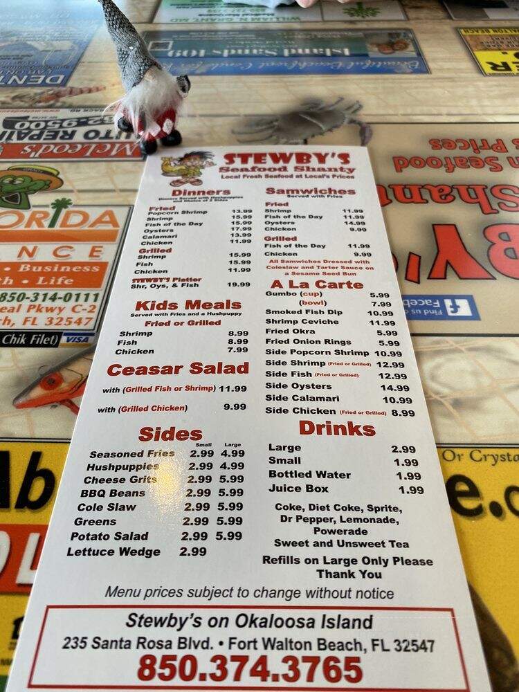 Stewby's on Okaloosa Island - Fort Walton Beach, FL menu_pic
