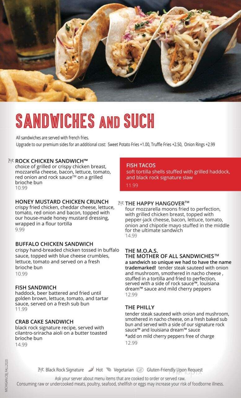 Black Rock Bar & Grill - Novi, MI menu_pic