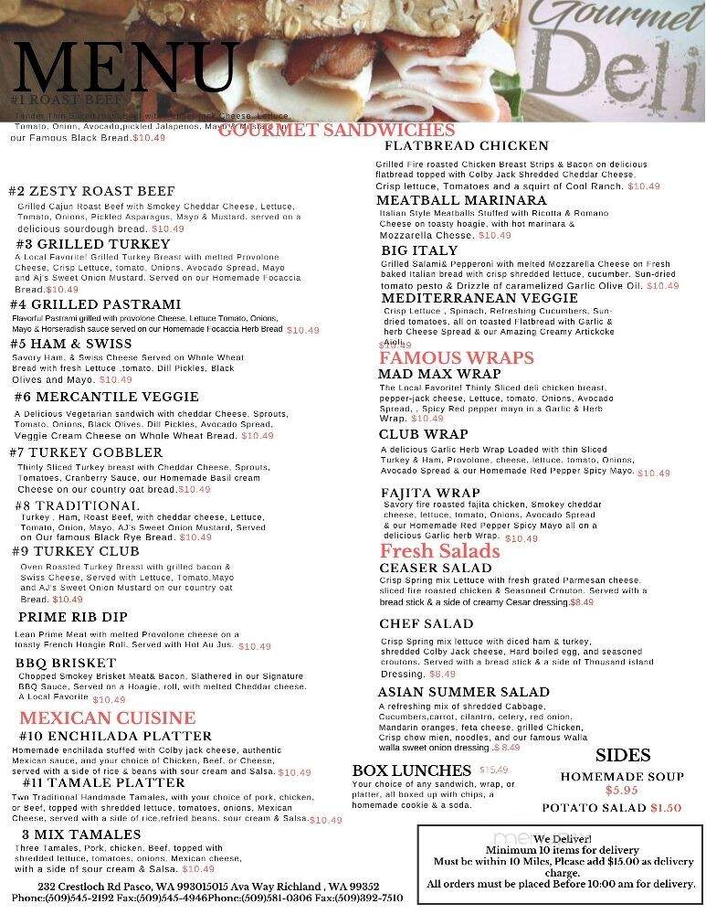 Country Mercantile - Pasco, WA menu_pic