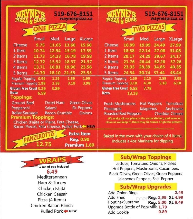 Wayne's Pizza & subs - Chatham-Kent, ON menu_pic