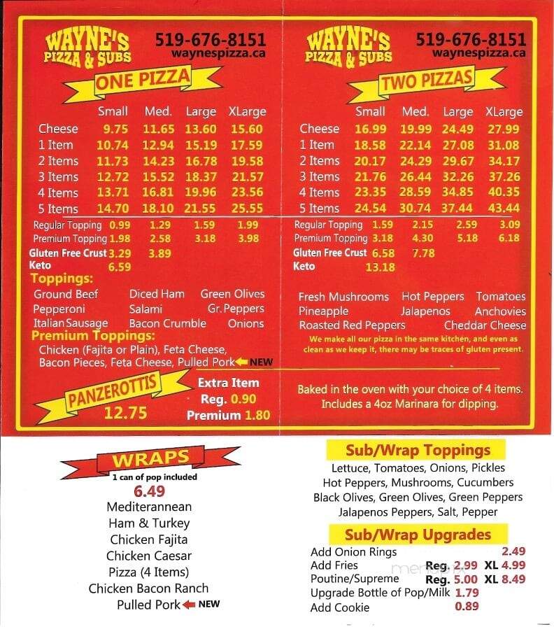 Wayne's Pizza & subs - Chatham-Kent, ON