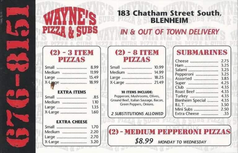 Wayne's Pizza & subs - Chatham-Kent, ON menu_pic