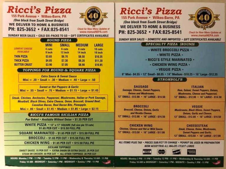 Ricci's Pizzeria - Wilkes Barre, PA