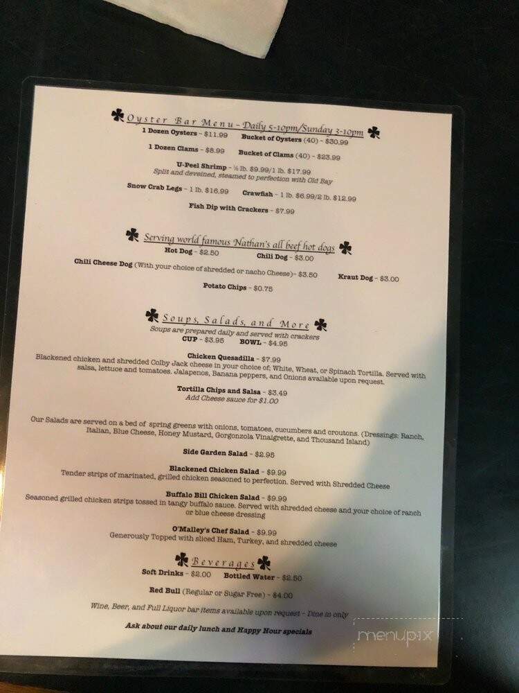 O'Malley's Alley - Ocala, FL menu_pic