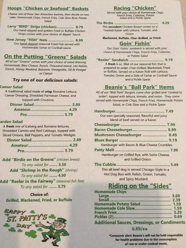 Beanie's Bar & Sports Grill - Ruskin, FL menu_pic